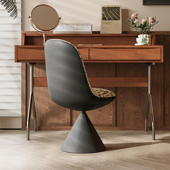 Tabouret de coiffeuse moderne minimaliste en tissu jacquard conique incurvé en acier au carbone, sans dossier ni accoudoirs, pour chambre à coucher 