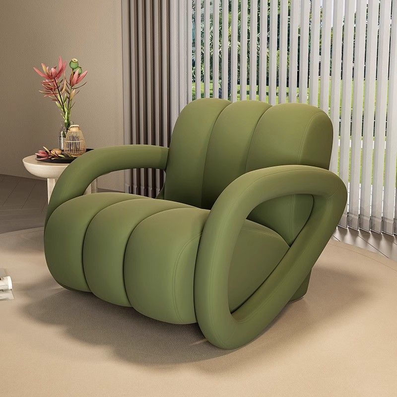 Modern Minimalist Rectangular Brushed Velvet Tech Leather Solid Pine Wood Accent Chair Backrest Armrest For Living Room