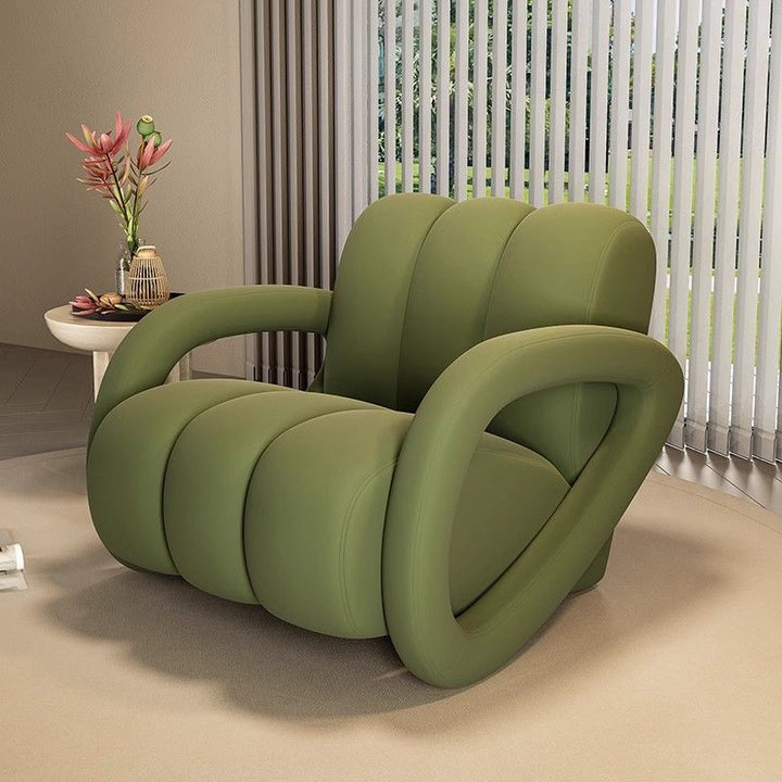 Modern Minimalist Rectangular Brushed Velvet Tech Leather Solid Pine Wood Accent Chair Backrest Armrest For Living Room