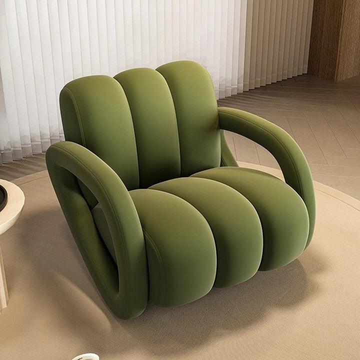 Modern Minimalist Rectangular Brushed Velvet Tech Leather Solid Pine Wood Accent Chair Backrest Armrest For Living Room