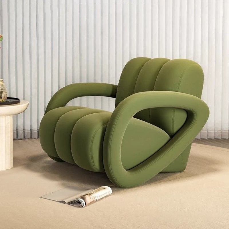 Modern Minimalist Rectangular Brushed Velvet Tech Leather Solid Pine Wood Accent Chair Backrest Armrest For Living Room