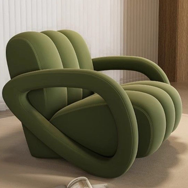 Modern Minimalist Rectangular Brushed Velvet Tech Leather Solid Pine Wood Accent Chair Backrest Armrest For Living Room