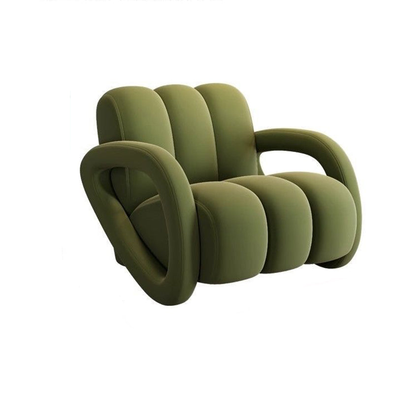 Modern Minimalist Rectangular Brushed Velvet Tech Leather Solid Pine Wood Accent Chair Backrest Armrest For Living Room