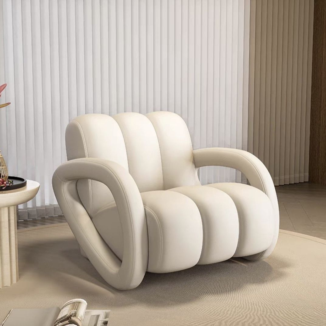 Modern Minimalist Rectangular Brushed Velvet Tech Leather Solid Pine Wood Accent Chair Backrest Armrest For Living Room