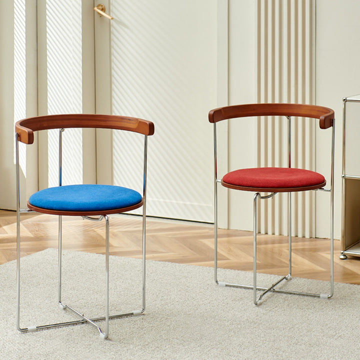 Zeitgenössischer nordischer zylindrischer Baumwoll-Leinen-Massivholz-Multischichtplatten-Stahl-Klappstuhl Rückenlehne ohne Armlehnen für Esszimmer & Küche 