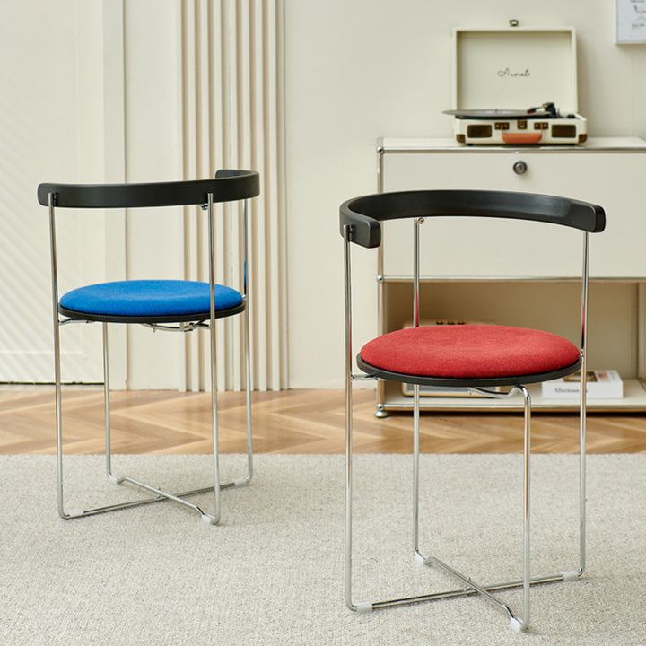 Zeitgenössischer nordischer zylindrischer Baumwoll-Leinen-Massivholz-Multischichtplatten-Stahl-Klappstuhl Rückenlehne ohne Armlehnen für Esszimmer & Küche 