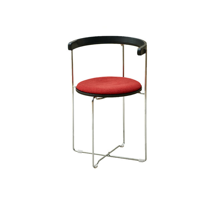 Contemporary Nordic Cylindrical Cotton-Linen Solid Wood Multi-Layer Board Steel Folding Dining Chair Backrest Armless For Dining Room &amp; Kitchen