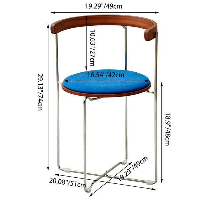 Zeitgenössischer nordischer zylindrischer Baumwoll-Leinen-Massivholz-Multischichtplatten-Stahl-Klappstuhl Rückenlehne ohne Armlehnen für Esszimmer & Küche 