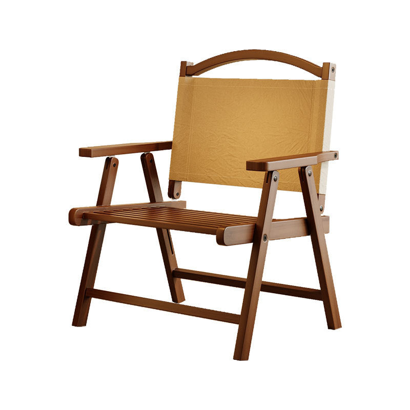 Contemporary Nordic Rectangular Curved Bamboo Oxford Fabric Folding Outdoor Chair Backrest Armrest For Garden