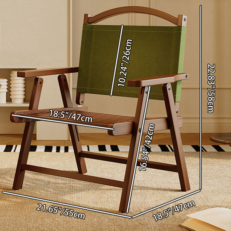 Contemporary Nordic Rectangular Curved Bamboo Oxford Fabric Folding Outdoor Chair Backrest Armrest For Garden