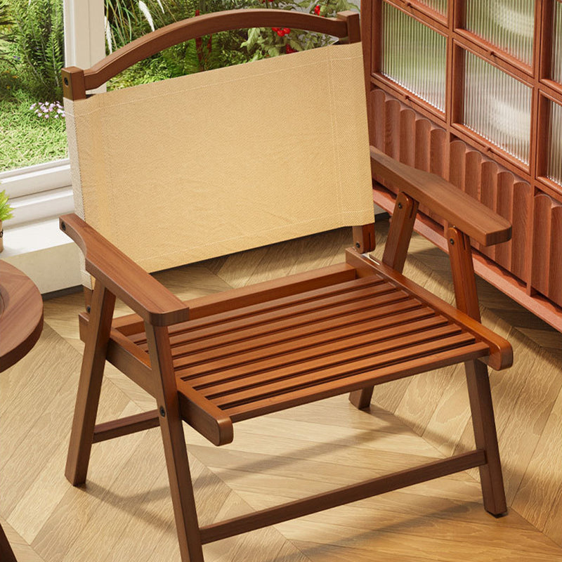 Contemporary Nordic Rectangular Curved Bamboo Oxford Fabric Folding Outdoor Chair Backrest Armrest For Garden