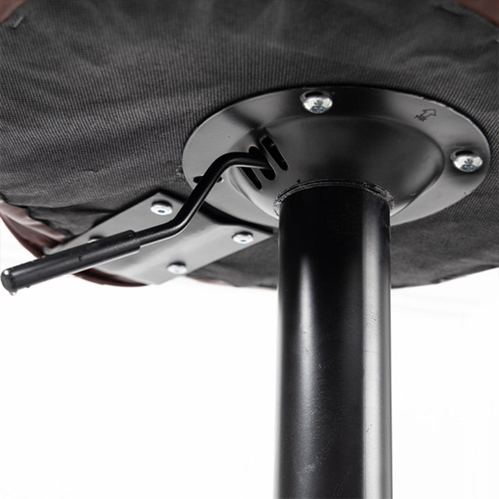 Contemporary Luxury Curved Cylindrical Adjustable Height Faux Oil Wax Leather Metal Bar Stool Backrest Armless For Dining Room &amp; Kitchen
