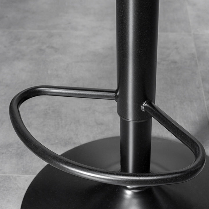Contemporary Luxury Curved Cylindrical Adjustable Height Faux Oil Wax Leather Metal Bar Stool Backrest Armless For Dining Room &amp; Kitchen
