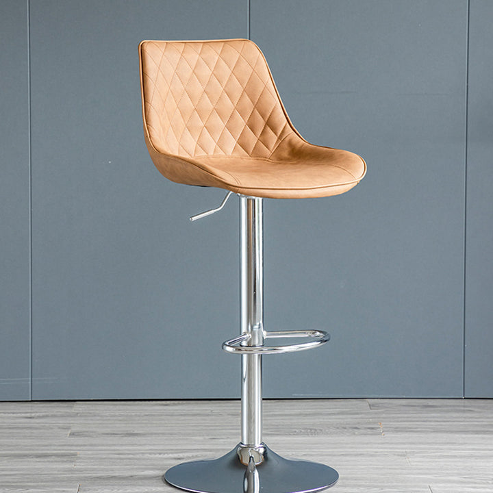 Tabouret de bar pivotant sans accoudoirs en fer, en cuir PU cylindrique incurvé, style minimaliste moderne, avec dossier, pour salle à manger et cuisine 