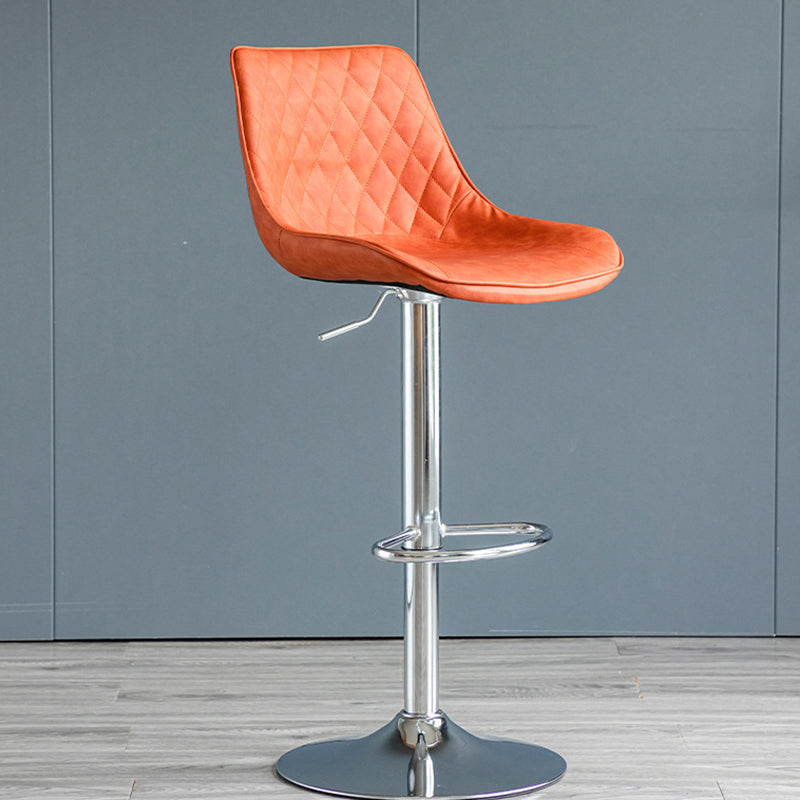 Tabouret de bar pivotant sans accoudoirs en fer, en cuir PU cylindrique incurvé, style minimaliste moderne, avec dossier, pour salle à manger et cuisine 