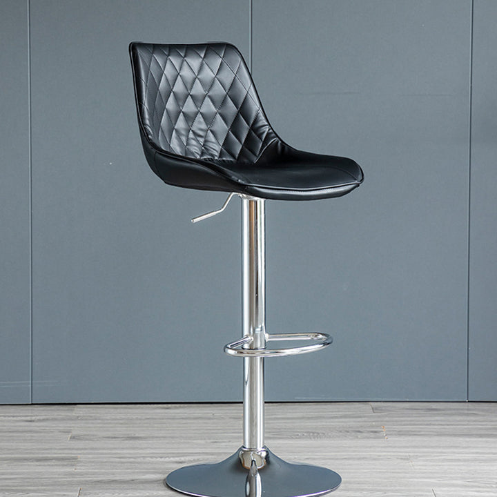 Tabouret de bar pivotant sans accoudoirs en fer, en cuir PU cylindrique incurvé, style minimaliste moderne, avec dossier, pour salle à manger et cuisine 