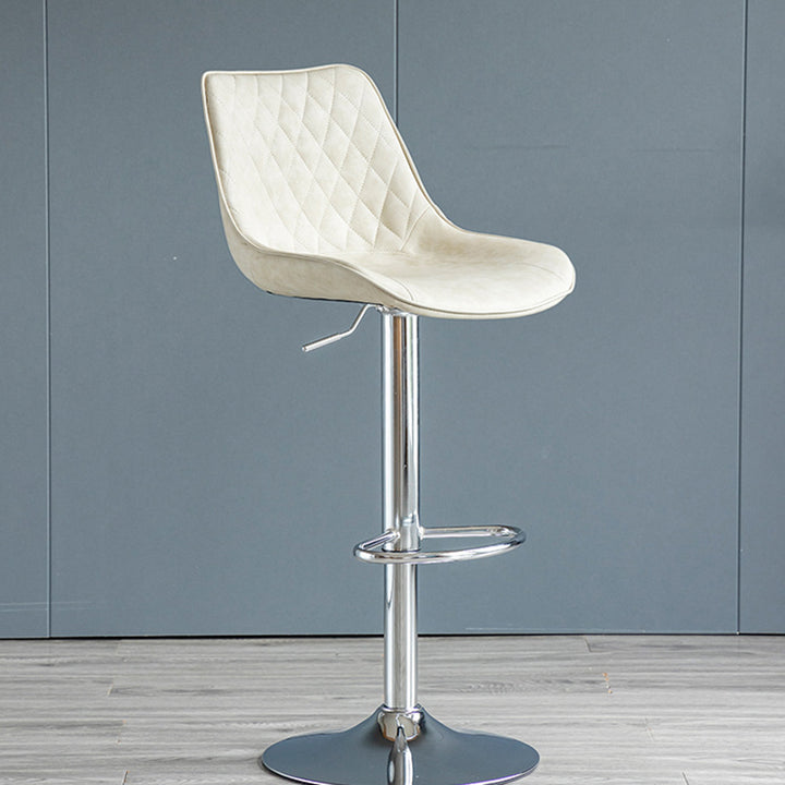 Tabouret de bar pivotant sans accoudoirs en fer, en cuir PU cylindrique incurvé, style minimaliste moderne, avec dossier, pour salle à manger et cuisine 