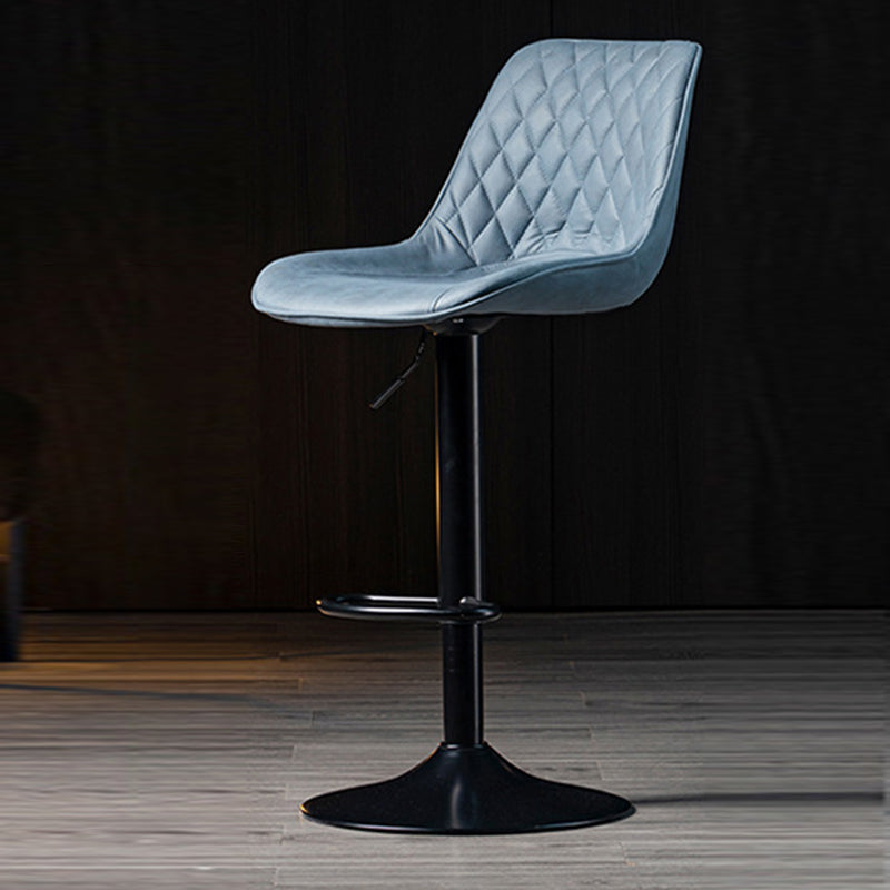 Tabouret de bar pivotant sans accoudoirs en fer, en cuir PU cylindrique incurvé, style minimaliste moderne, avec dossier, pour salle à manger et cuisine 