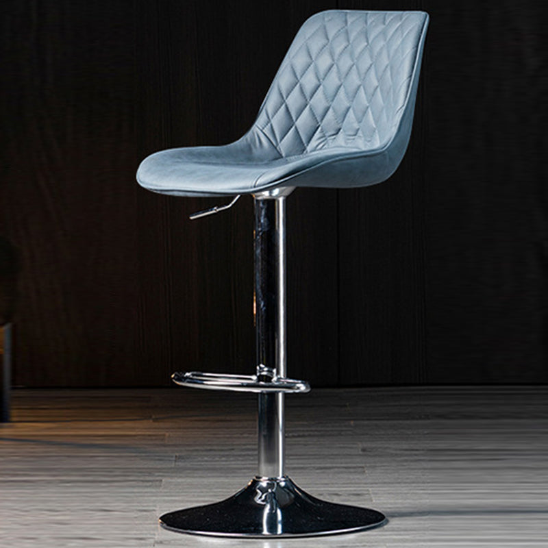 Tabouret de bar pivotant sans accoudoirs en fer, en cuir PU cylindrique incurvé, style minimaliste moderne, avec dossier, pour salle à manger et cuisine 