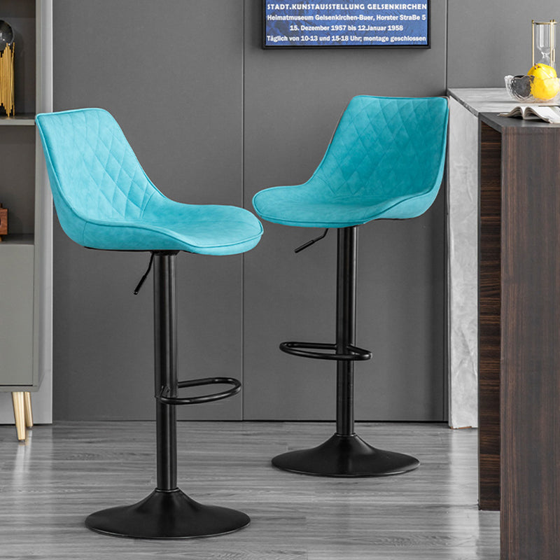 Tabouret de bar pivotant sans accoudoirs en fer, en cuir PU cylindrique incurvé, style minimaliste moderne, avec dossier, pour salle à manger et cuisine 