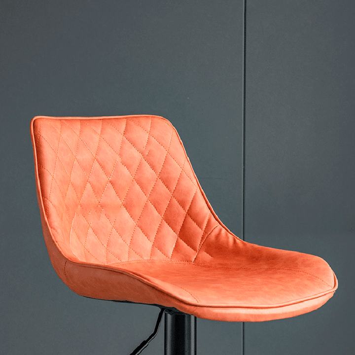 Tabouret de bar pivotant sans accoudoirs en fer, en cuir PU cylindrique incurvé, style minimaliste moderne, avec dossier, pour salle à manger et cuisine 