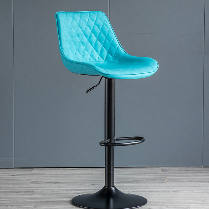 Tabouret de bar pivotant sans accoudoirs en fer, en cuir PU cylindrique incurvé, style minimaliste moderne, avec dossier, pour salle à manger et cuisine 