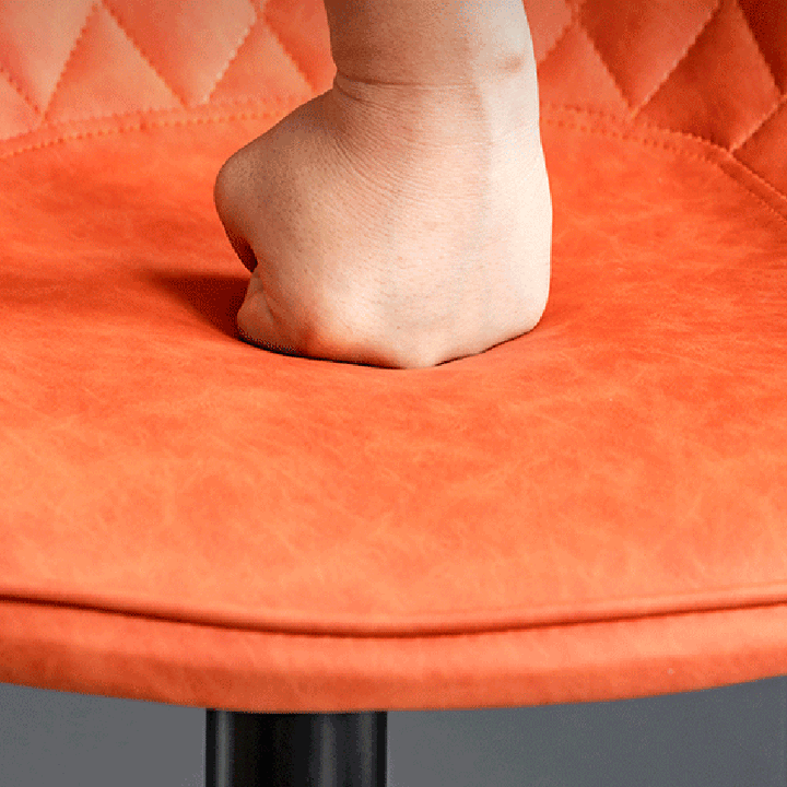 Tabouret de bar pivotant sans accoudoirs en fer, en cuir PU cylindrique incurvé, style minimaliste moderne, avec dossier, pour salle à manger et cuisine 
