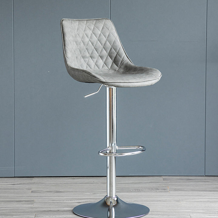 Tabouret de bar pivotant sans accoudoirs en fer, en cuir PU cylindrique incurvé, style minimaliste moderne, avec dossier, pour salle à manger et cuisine 