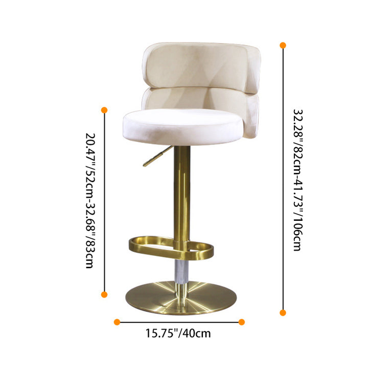 Contemporary Luxury Curved Rectangular Stainless Steel Velvet Bar Stool Backrest Armless For Dining Room &amp; Kitchen