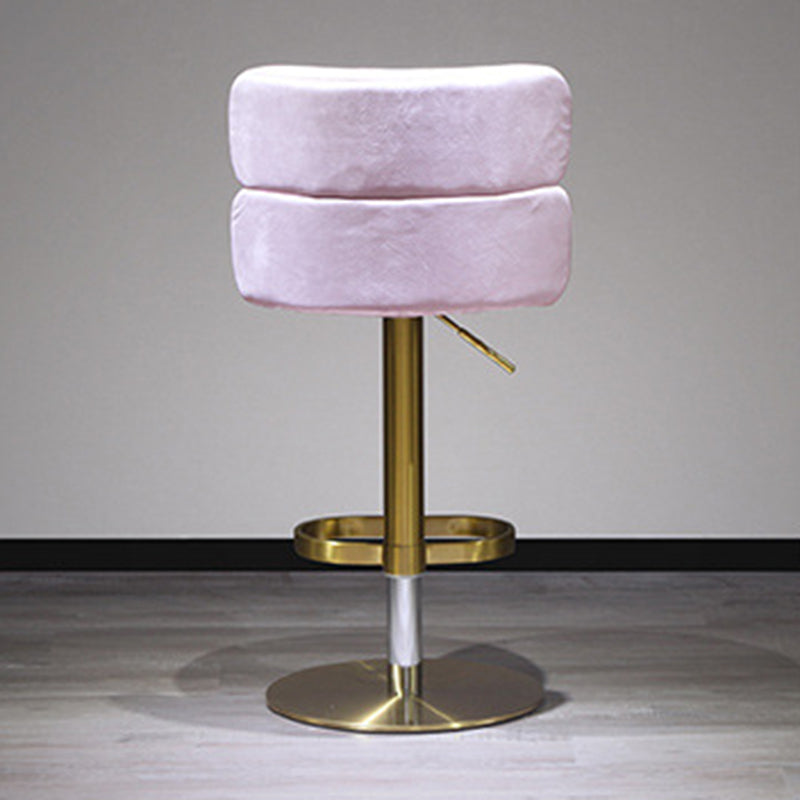 Contemporary Luxury Curved Rectangular Stainless Steel Velvet Bar Stool Backrest Armless For Dining Room &amp; Kitchen