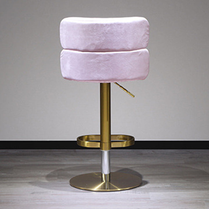 Contemporary Luxury Curved Rectangular Stainless Steel Velvet Bar Stool Backrest Armless For Dining Room &amp; Kitchen