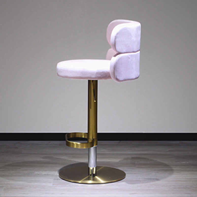 Contemporary Luxury Curved Rectangular Stainless Steel Velvet Bar Stool Backrest Armless For Dining Room &amp; Kitchen