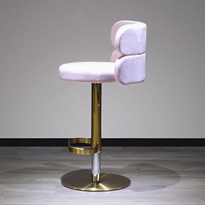 Contemporary Luxury Curved Rectangular Stainless Steel Velvet Bar Stool Backrest Armless For Dining Room &amp; Kitchen
