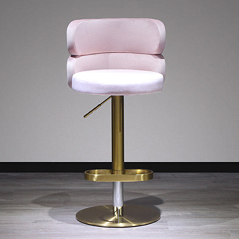 Contemporary Luxury Curved Rectangular Stainless Steel Velvet Bar Stool Backrest Armless For Dining Room &amp; Kitchen