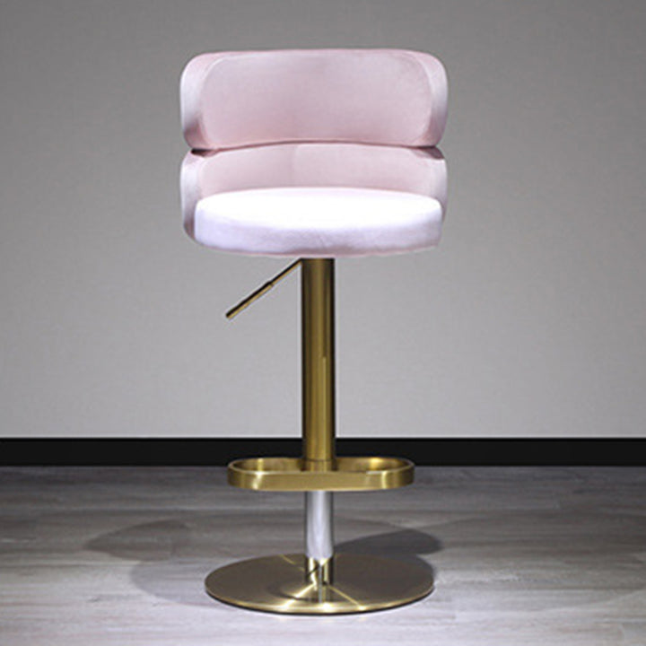 Contemporary Luxury Curved Rectangular Stainless Steel Velvet Bar Stool Backrest Armless For Dining Room &amp; Kitchen