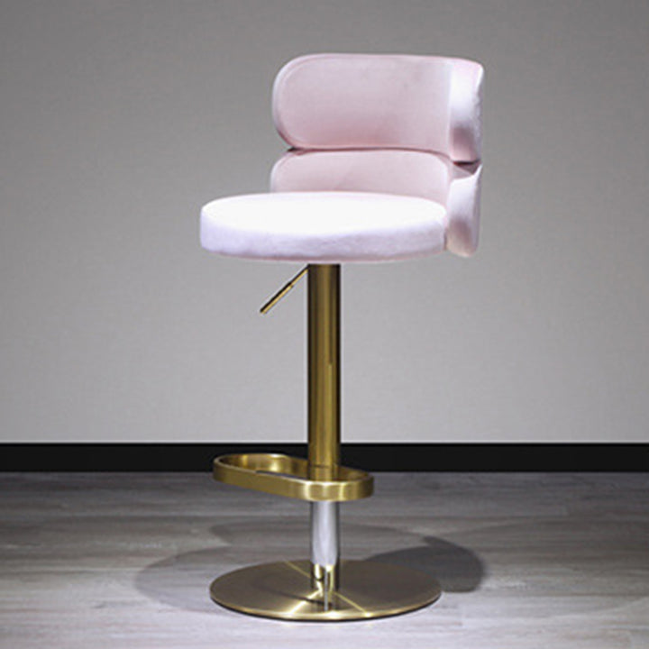 Contemporary Luxury Curved Rectangular Stainless Steel Velvet Bar Stool Backrest Armless For Dining Room &amp; Kitchen