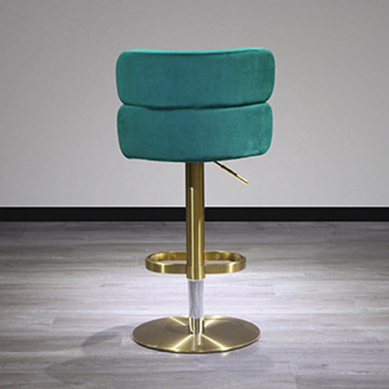 Contemporary Luxury Curved Rectangular Stainless Steel Velvet Bar Stool Backrest Armless For Dining Room &amp; Kitchen