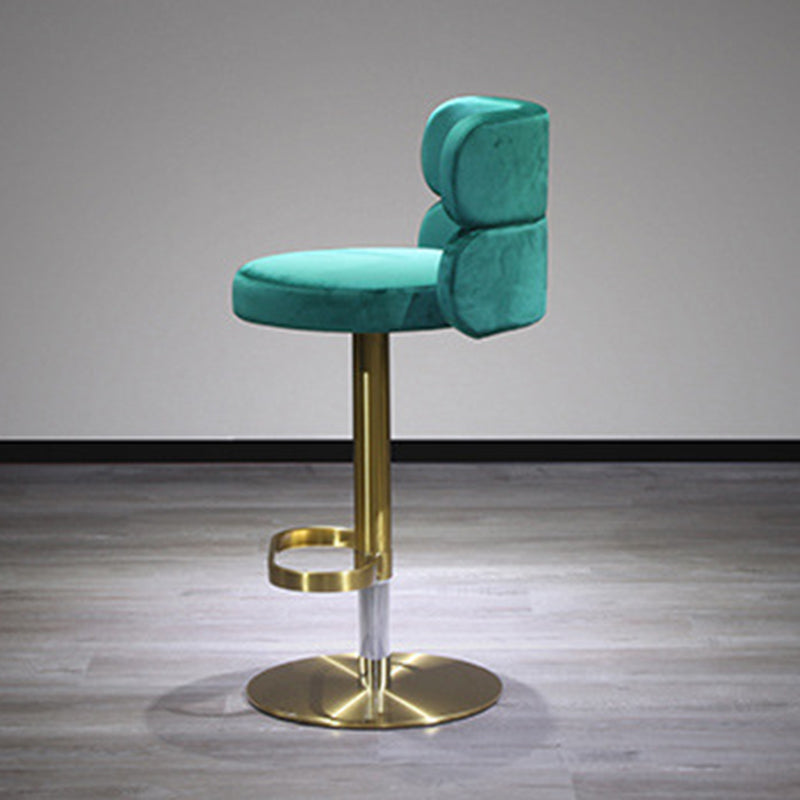 Contemporary Luxury Curved Rectangular Stainless Steel Velvet Bar Stool Backrest Armless For Dining Room &amp; Kitchen