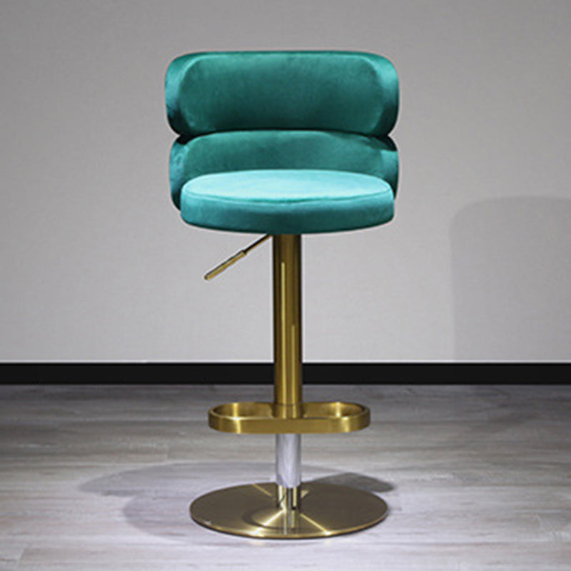 Contemporary Luxury Curved Rectangular Stainless Steel Velvet Bar Stool Backrest Armless For Dining Room &amp; Kitchen