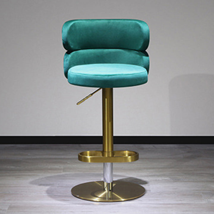 Contemporary Luxury Curved Rectangular Stainless Steel Velvet Bar Stool Backrest Armless For Dining Room &amp; Kitchen
