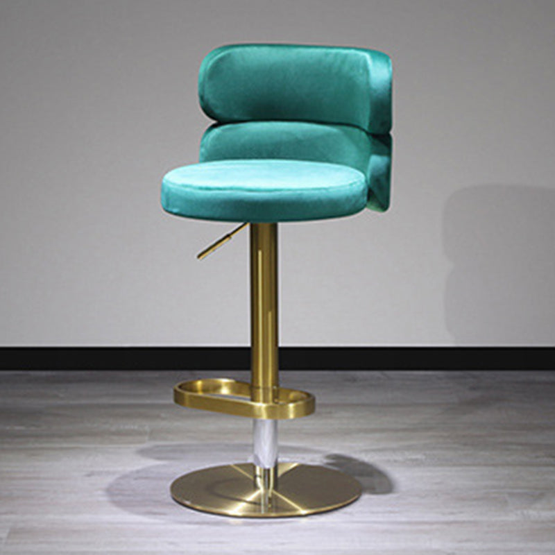 Contemporary Luxury Curved Rectangular Stainless Steel Velvet Bar Stool Backrest Armless For Dining Room &amp; Kitchen