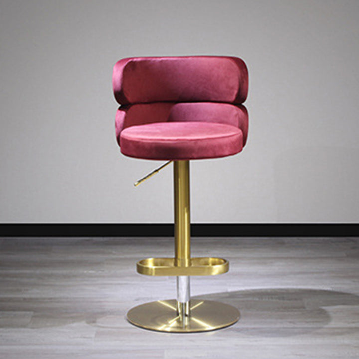 Contemporary Luxury Curved Rectangular Stainless Steel Velvet Bar Stool Backrest Armless For Dining Room &amp; Kitchen
