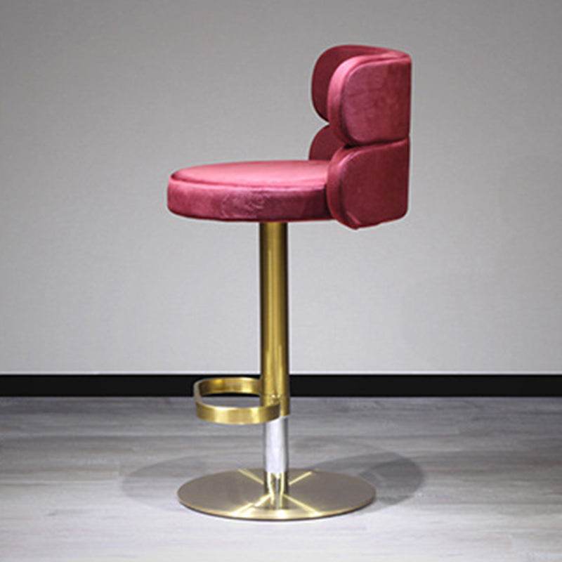 Contemporary Luxury Curved Rectangular Stainless Steel Velvet Bar Stool Backrest Armless For Dining Room &amp; Kitchen