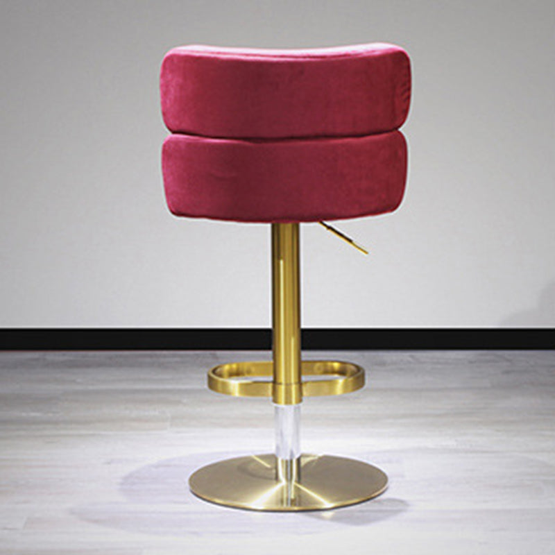 Contemporary Luxury Curved Rectangular Stainless Steel Velvet Bar Stool Backrest Armless For Dining Room &amp; Kitchen