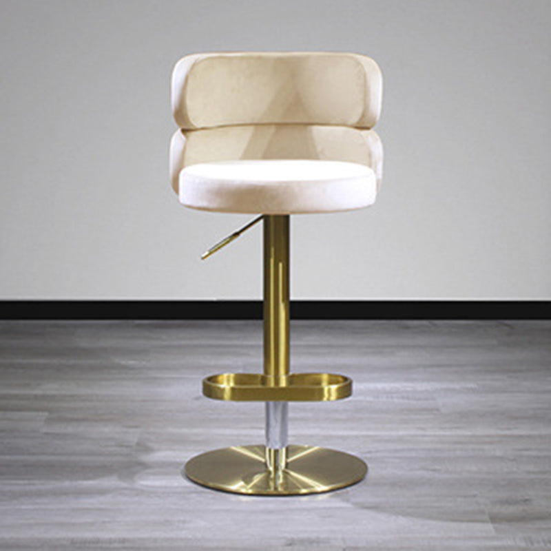 Contemporary Luxury Curved Rectangular Stainless Steel Velvet Bar Stool Backrest Armless For Dining Room &amp; Kitchen