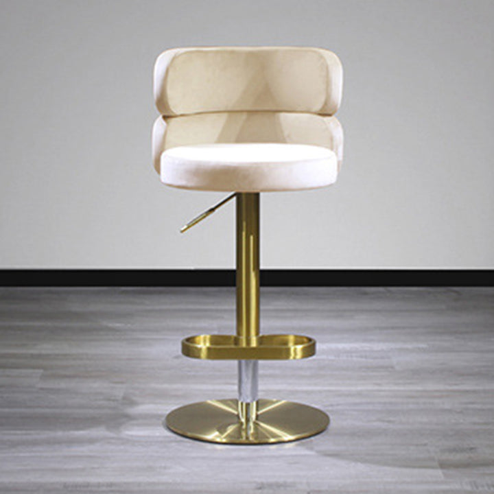 Contemporary Luxury Curved Rectangular Stainless Steel Velvet Bar Stool Backrest Armless For Dining Room &amp; Kitchen