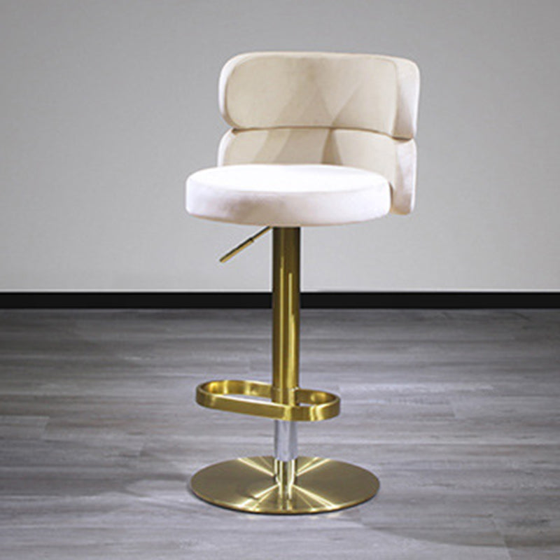 Contemporary Luxury Curved Rectangular Stainless Steel Velvet Bar Stool Backrest Armless For Dining Room &amp; Kitchen