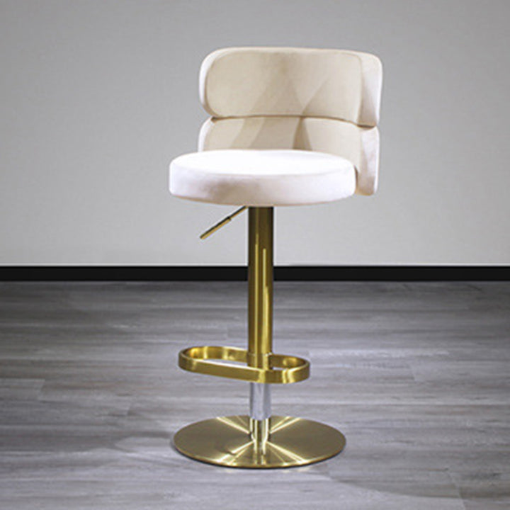 Contemporary Luxury Curved Rectangular Stainless Steel Velvet Bar Stool Backrest Armless For Dining Room &amp; Kitchen