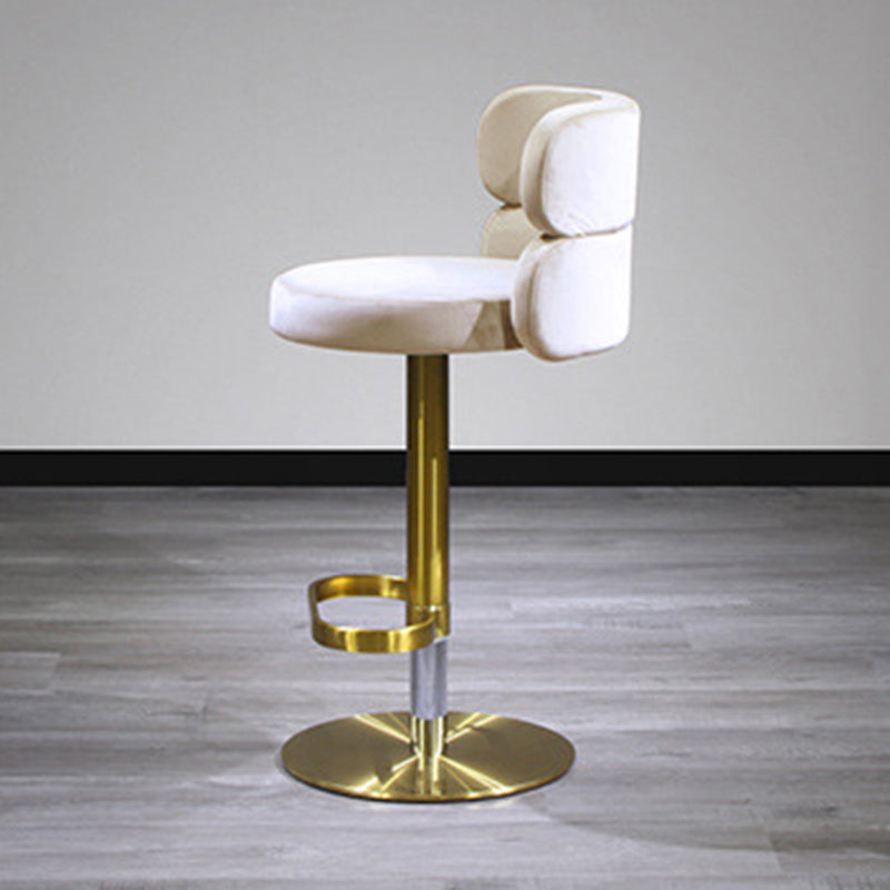 Contemporary Luxury Curved Rectangular Stainless Steel Velvet Bar Stool Backrest Armless For Dining Room &amp; Kitchen