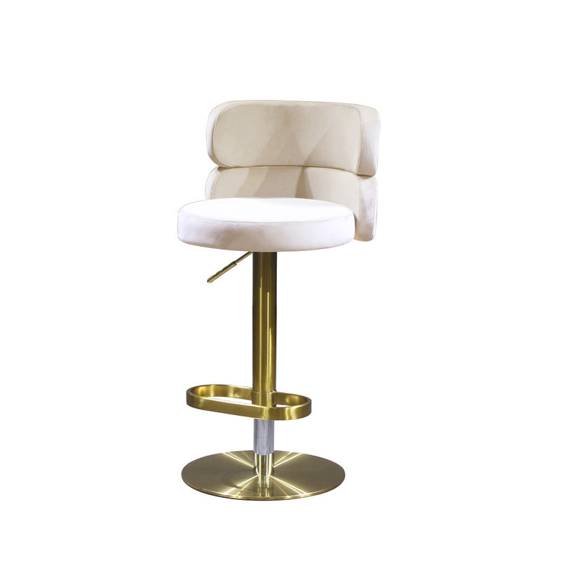 Contemporary Luxury Curved Rectangular Stainless Steel Velvet Bar Stool Backrest Armless For Dining Room &amp; Kitchen